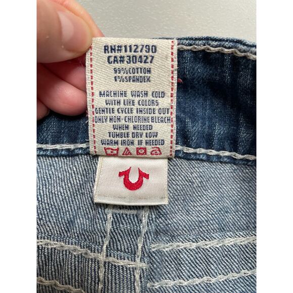True Religion‎ Low Rise Cut Off Button Flap Pocket Denim Jean Shorts Size 27 - Picture 6 of 9